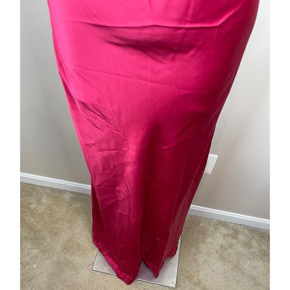 Cult Gaia Azaelia Gold Ring Shoulder Detail Cowl Neck Peony Pink Maxi Dress Sz M - Picture 9 of 13